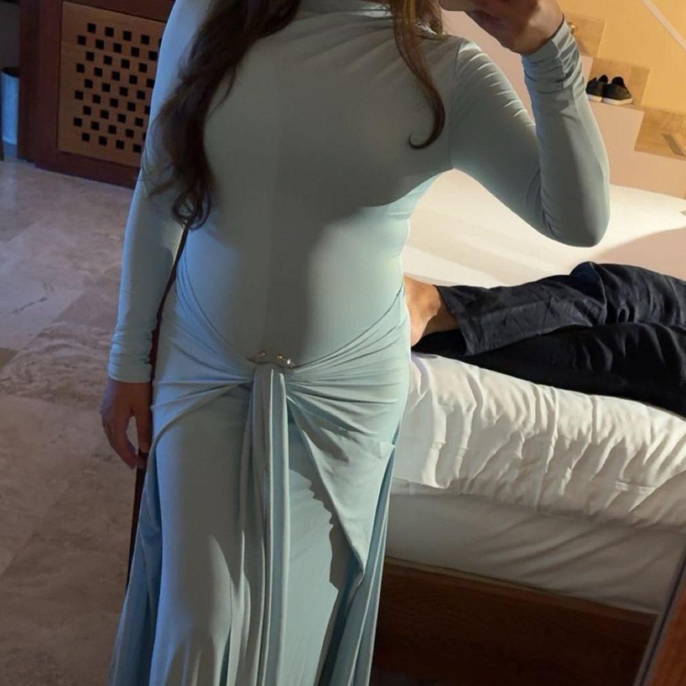 Alaia Muse Light Blue Long Sleeve Dress - Picture 4 of 6
